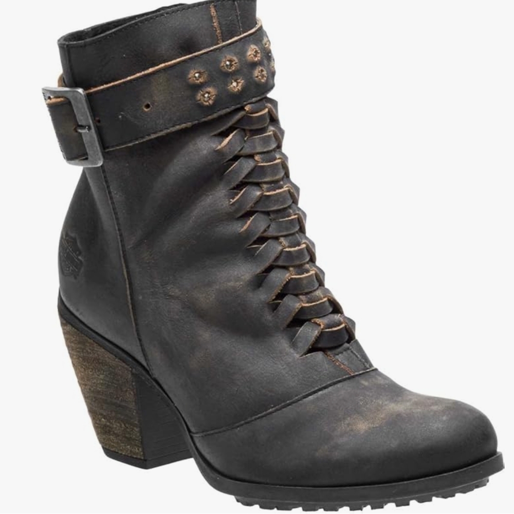 Harley Davidson Women's Black Leather Ankle Boots